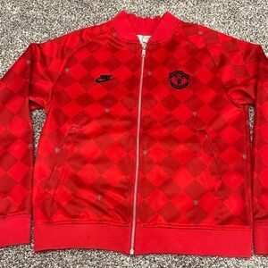 Manchester United 2009/2010 Nike Red Diamond Pattern Football Soccer Jacket